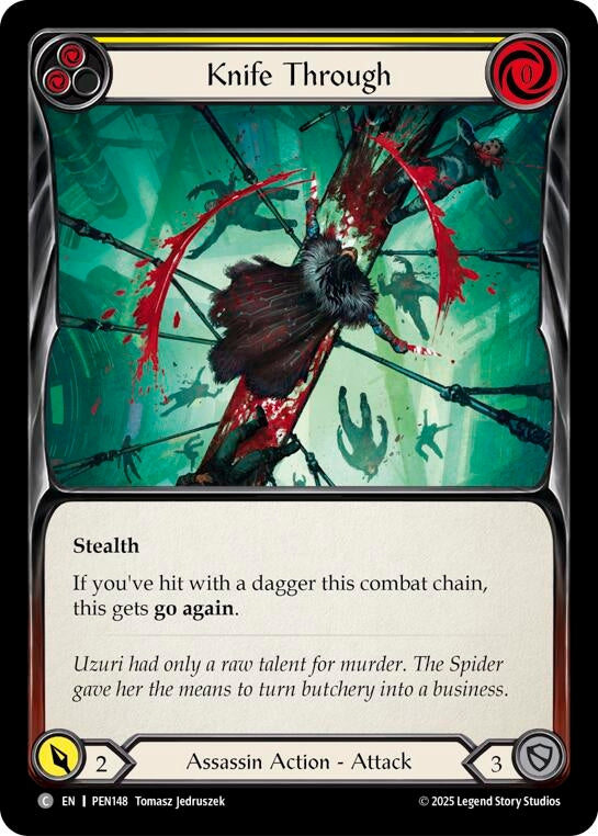 Image for Knife Through (Yellow) (PEN148) [Compendium of Rathe] - Flesh and Blood TCG