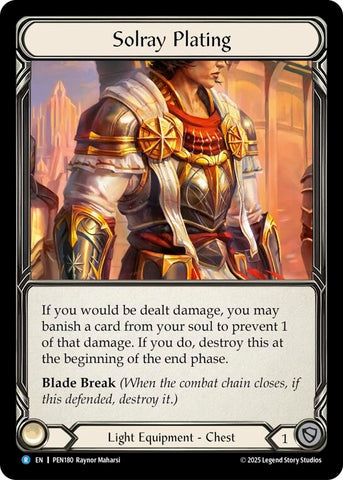 Image for Solray Plating (PEN180) [Compendium of Rathe] - Flesh and Blood TCG