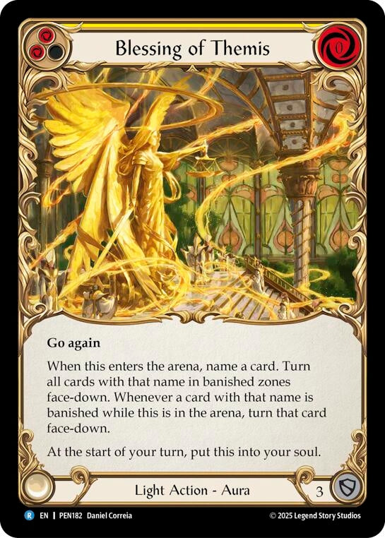 Image for Blessing Of Themis (Yellow) (PEN182) [Compendium of Rathe] - Flesh and Blood TCG