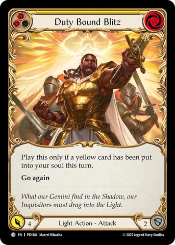 Image for Duty Bound Blitz (Yellow) (PEN184) [Compendium of Rathe] - Flesh and Blood TCG