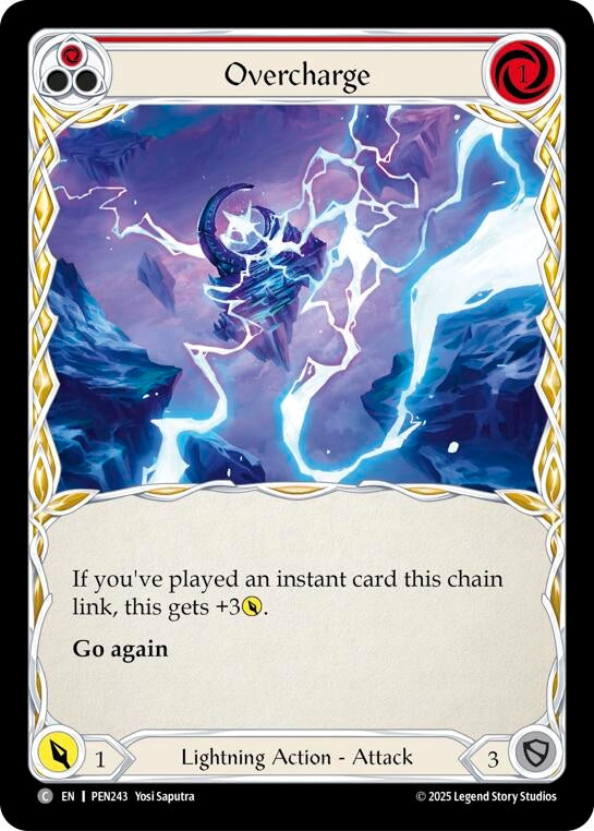 Image for Overcharge (Red) (PEN243) [Compendium of Rathe] - Flesh and Blood TCG