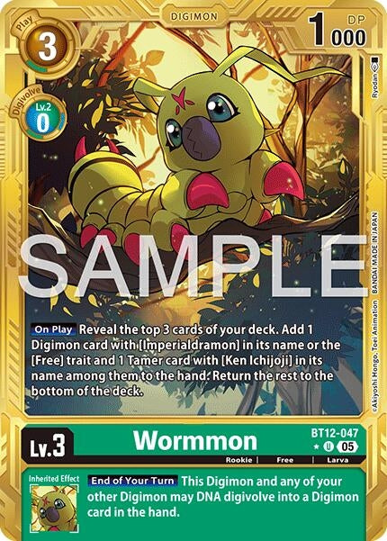 Image for Wormmon - BT12-047 (Gold Border) (BT12-047 U) [Advanced Booster Digimon Generation] - Digimon Card Game