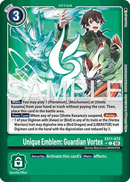 Image for Unique Emblem: Guardian Vortex (Limited Foil) (EX11-072 C) [Dawn of Liberator] - Digimon Card Game