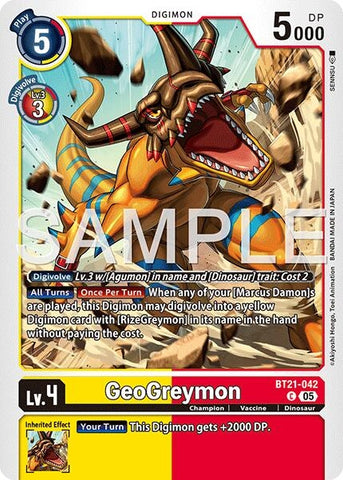 Image for GeoGreymon - BT21-042 (Reprint) (BT21-042 C) [Advanced Booster Digimon Generation] - Digimon Card Game