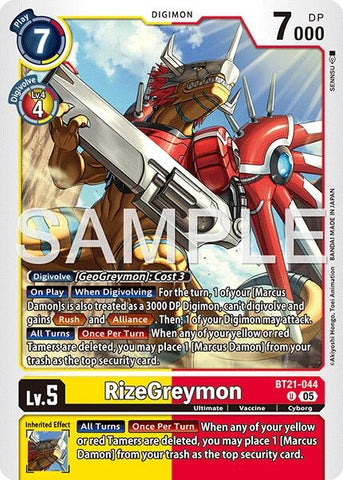 Image for RizeGreymon - BT21-044 (Reprint) (BT21-044 U) [Advanced Booster Digimon Generation] - Digimon Card Game