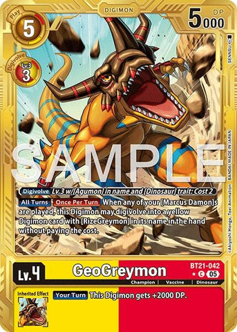 Image for GeoGreymon - BT21-042 (Gold Border) (BT21-042 C) [Advanced Booster Digimon Generation] - Digimon Card Game