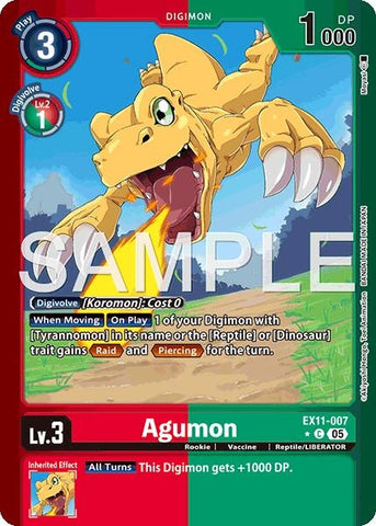Image for Agumon (Limited Foil) (EX11-007 C) [Dawn of Liberator] - Digimon Card Game