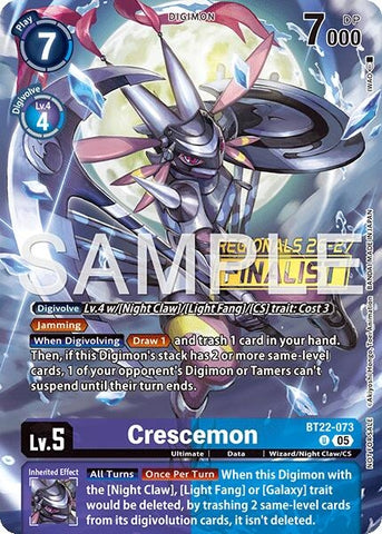 Image for Crescemon (Regionals 26-27 Season 1 Finalist) (BT22-073 U) [Cyber Eden] - Digimon Card Game