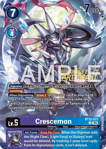 Image for Crescemon (Regionals 26-27 Season 1 Participant) (BT22-073 U) [Cyber Eden] - Digimon Card Game