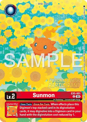 Image for Sunmon (Regionals 26-27 Season 1 Participant) (EX5-001 U) [Animal Colosseum] - Digimon Card Game