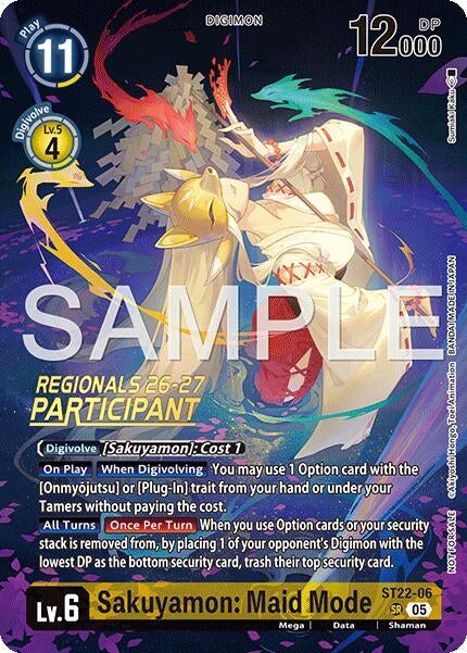 Image for Sakuyamon: Maid Mode (Regionals 26-27 Season 1 Participant) (ST22-06 SR) [Starter Deck 22: Amethyst Mandala Advanced Deck Set] - Digimon Card Game