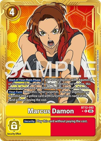 Image for Marcus Damon - BT12-092 (Gold Border) (BT12-092 R) [Advanced Booster Digimon Generation] - Digimon Card Game