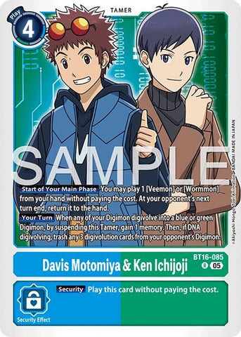 Image for Davis Motomiya & Ken Ichijoji (Reprint) (BT16-085 R) [Advanced Booster Digimon Generation] - Digimon Card Game