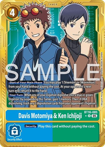 Image for Davis Motomiya & Ken Ichijoji (Gold Border) (BT16-085 R) [Advanced Booster Digimon Generation] - Digimon Card Game