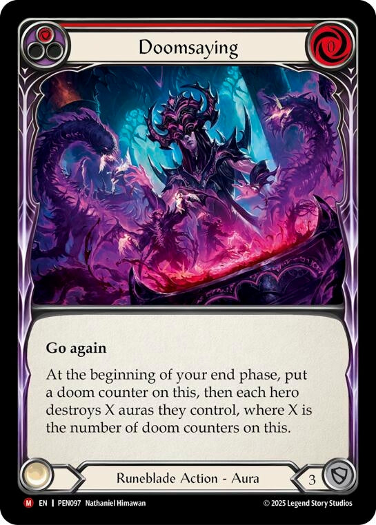 Image for Doomsaying (Red) (PEN097) [Compendium of Rathe] - Flesh and Blood TCG