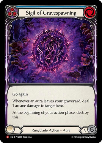 Image for Sigil Of Gravespawning (Blue) (PEN098) [Compendium of Rathe] - Flesh and Blood TCG
