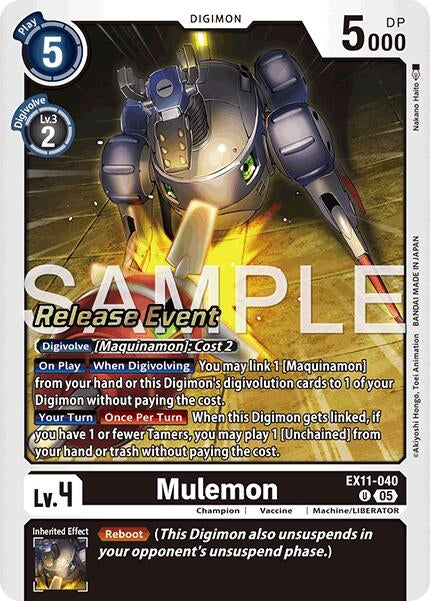Image for Mulemon (EX11-040 U) [Dawn of Liberator Release Event Cards] - Digimon Card Game