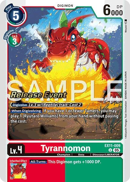 Image for Tyrannomon (EX11-009 U) [Dawn of Liberator Release Event Cards] - Digimon Card Game