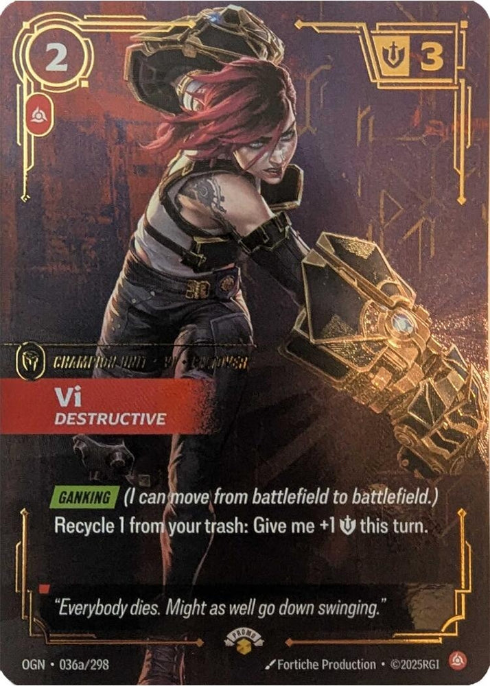 Image for Vi - Destructive (036a/298) [Riftbound Promotional Cards] - Riftbound: League of Legends Trading Card Game