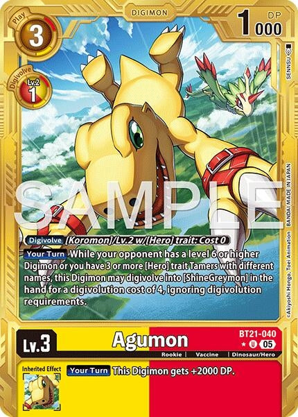 Image for Agumon - BT21-040 (Gold Border) (BT21-040 U) [Advanced Booster Digimon Generation] - Digimon Card Game