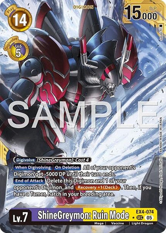 Image for ShineGreymon: Ruin Mode (Gold Border) (EX4-074 SR) [Advanced Booster Digimon Generation] - Digimon Card Game