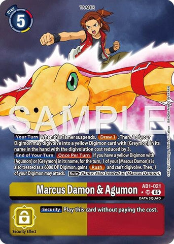 Image for Marcus Damon & Agumon (Alternate Art) (AD1-021 SR) [Advanced Booster Digimon Generation] - Digimon Card Game
