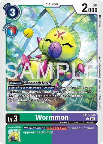 Image for Wormmon - BT16-040 (Reprint) (BT16-040 R) [Advanced Booster Digimon Generation] - Digimon Card Game