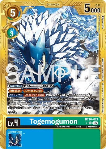 Image for Togemogumon (Gold Border) (BT16-021 C) [Advanced Booster Digimon Generation] - Digimon Card Game