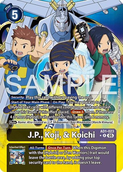 Image for J.P., Koji, & Koichi (Alternate Art) (AD1-023 R) [Advanced Booster Digimon Generation] - Digimon Card Game