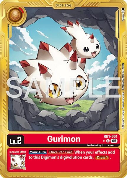 Image for Gurimon (Gold Border) (RB1-001 C) [Advanced Booster Digimon Generation] - Digimon Card Game