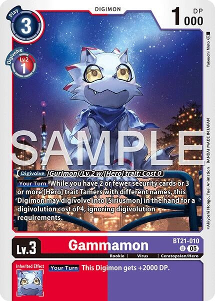 Image for Gammamon - BT21-010 (Reprint) (BT21-010 U) [Advanced Booster Digimon Generation] - Digimon Card Game