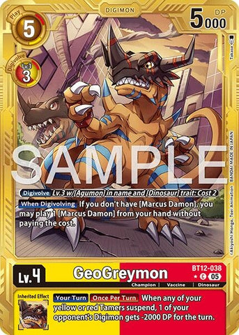 Image for GeoGreymon - BT12-038 (Gold Border) (BT12-038 C) [Advanced Booster Digimon Generation] - Digimon Card Game