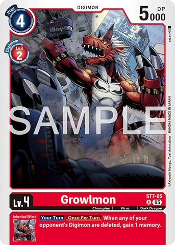 Image for Growlmon - ST7-05 (Reprint) (ST7-05 R) [Advanced Booster Digimon Generation] - Digimon Card Game