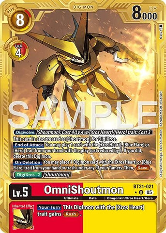 Image for OmniShoutmon (Gold Border) (BT21-021 U) [Advanced Booster Digimon Generation] - Digimon Card Game