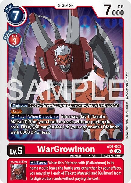 Image for WarGrowlmon - AD1-003 (AD1-003 R) [Advanced Booster Digimon Generation] - Digimon Card Game