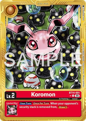Image for Koromon - BT14-001 (Gold Border) (BT14-001 U) [Advanced Booster Digimon Generation] - Digimon Card Game