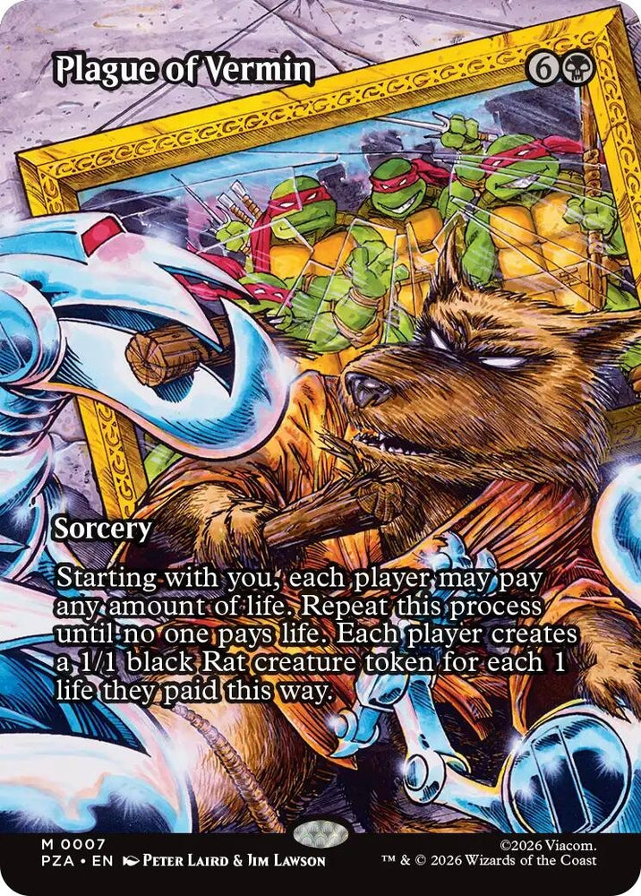 Image for Plague of Vermin (Borderless) (7) [Teenage Mutant Ninja Turtles Source Material] - Magic: The Gathering