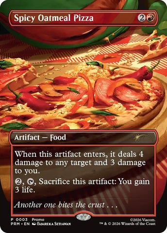 Image for Spicy Oatmeal Pizza (Borderless) (3) [Unique and Miscellaneous Promos] - Magic: The Gathering