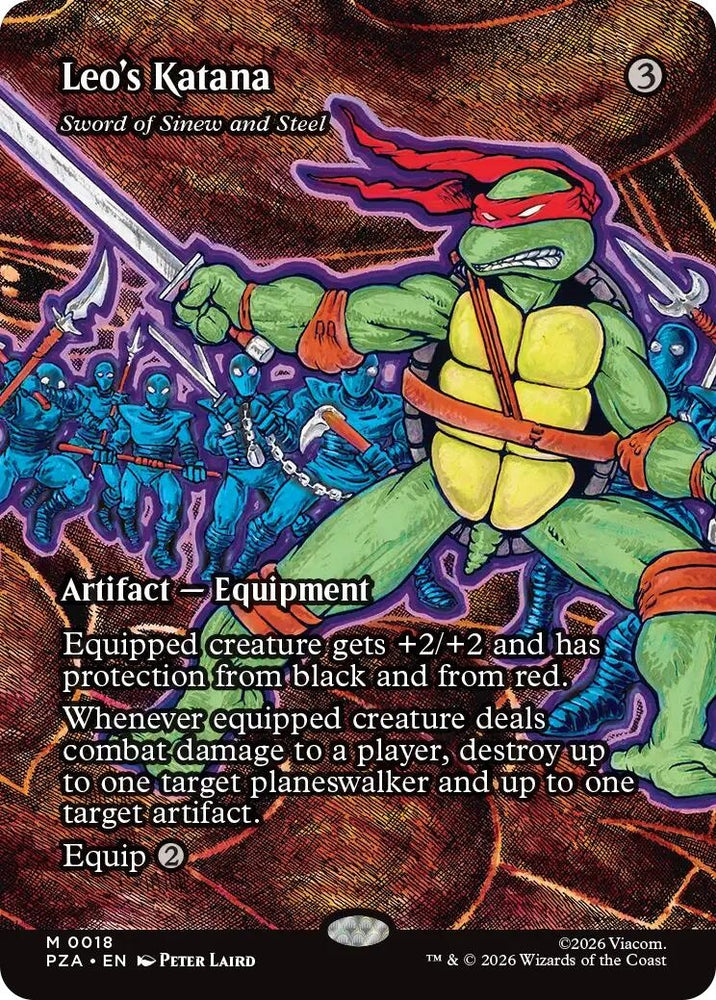 Image for Leo's Katana - Sword of Sinew and Steel (Borderless) (18) [Teenage Mutant Ninja Turtles Source Material] - Magic: The Gathering