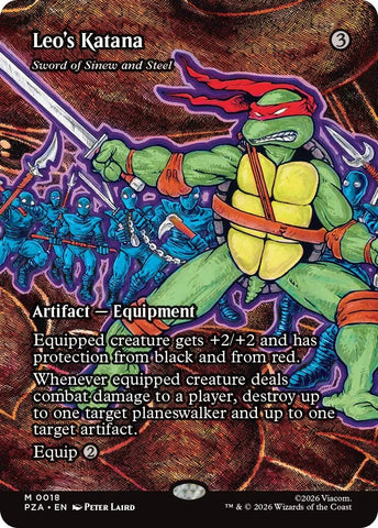 Image for Leo's Katana - Sword of Sinew and Steel (Borderless) (18) [Teenage Mutant Ninja Turtles Source Material] - Magic: The Gathering