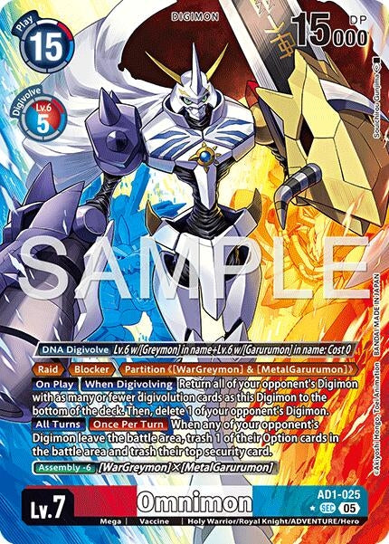 Image for Omnimon - AD1-025 (Alternate Art) (AD1-025 SEC) [Advanced Booster Digimon Generation] - Digimon Card Game