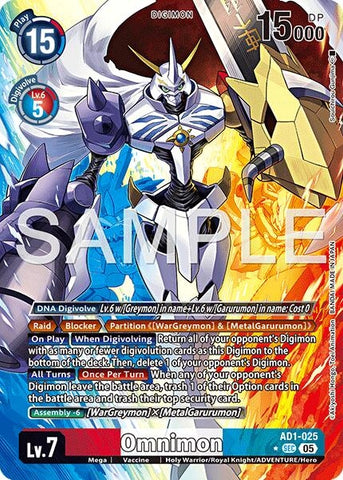 Image for Omnimon - AD1-025 (Alternate Art) (AD1-025 SEC) [Advanced Booster Digimon Generation] - Digimon Card Game