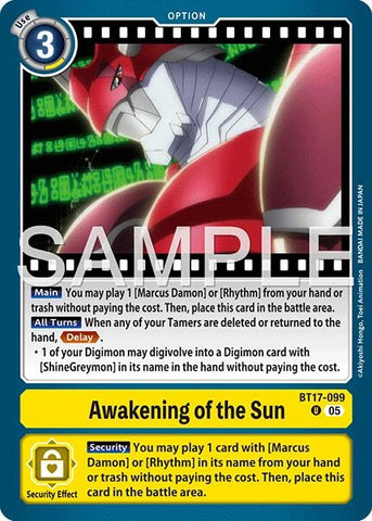 Image for Awakening of the Sun (Reprint) (BT17-099 U) [Advanced Booster Digimon Generation] - Digimon Card Game