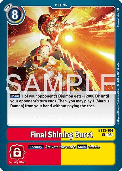 Image for Final Shining Burst (Reprint) (BT13-104 R) [Advanced Booster Digimon Generation] - Digimon Card Game
