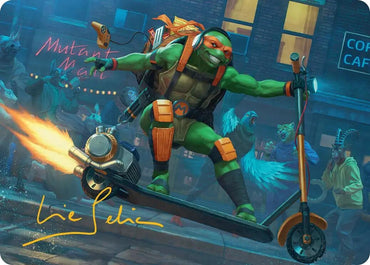 Image for Michelangelo, On the Scene Art Card (Gold-Stamped Signature) (49) [Teenage Mutant Ninja Turtles] - Magic: The Gathering