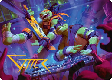 Image for Mikey & Don, Party Planners Art Card (Gold-Stamped Signature) (15) [Teenage Mutant Ninja Turtles] - Magic: The Gathering