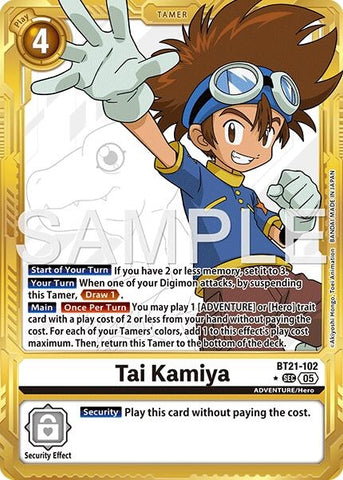 Image for Tai Kamiya - BT21-102 (Gold Border) (BT21-102 SEC) [Advanced Booster Digimon Generation] - Digimon Card Game
