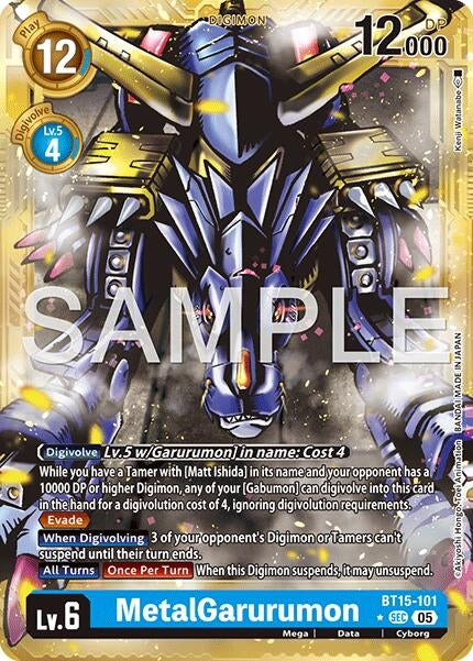 Image for MetalGarurumon (Gold Border) (BT15-101 SEC) [Advanced Booster Digimon Generation] - Digimon Card Game