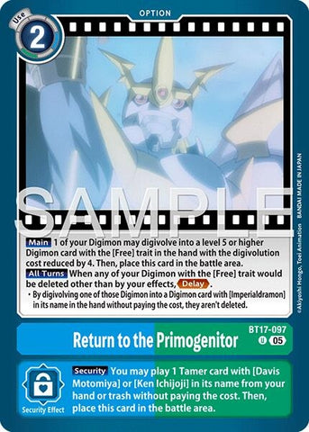 Image for Return to the Primogenitor (Reprint) (BT17-097 U) [Advanced Booster Digimon Generation] - Digimon Card Game