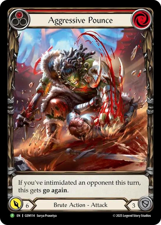 Image for Aggressive Pounce (Red) (GEM114) [GEM Pack 4] - Flesh and Blood TCG